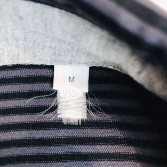 Aquascutum Golf Polo Shirt Mens Size M Grey Fitted Striped Short Sleeve Trim - Picture 13 of 16